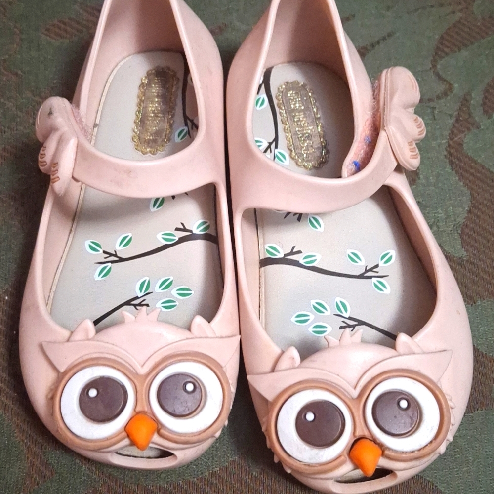 Mini Melissa Pink Dress Shoes with Owl Design Slipper Shoe